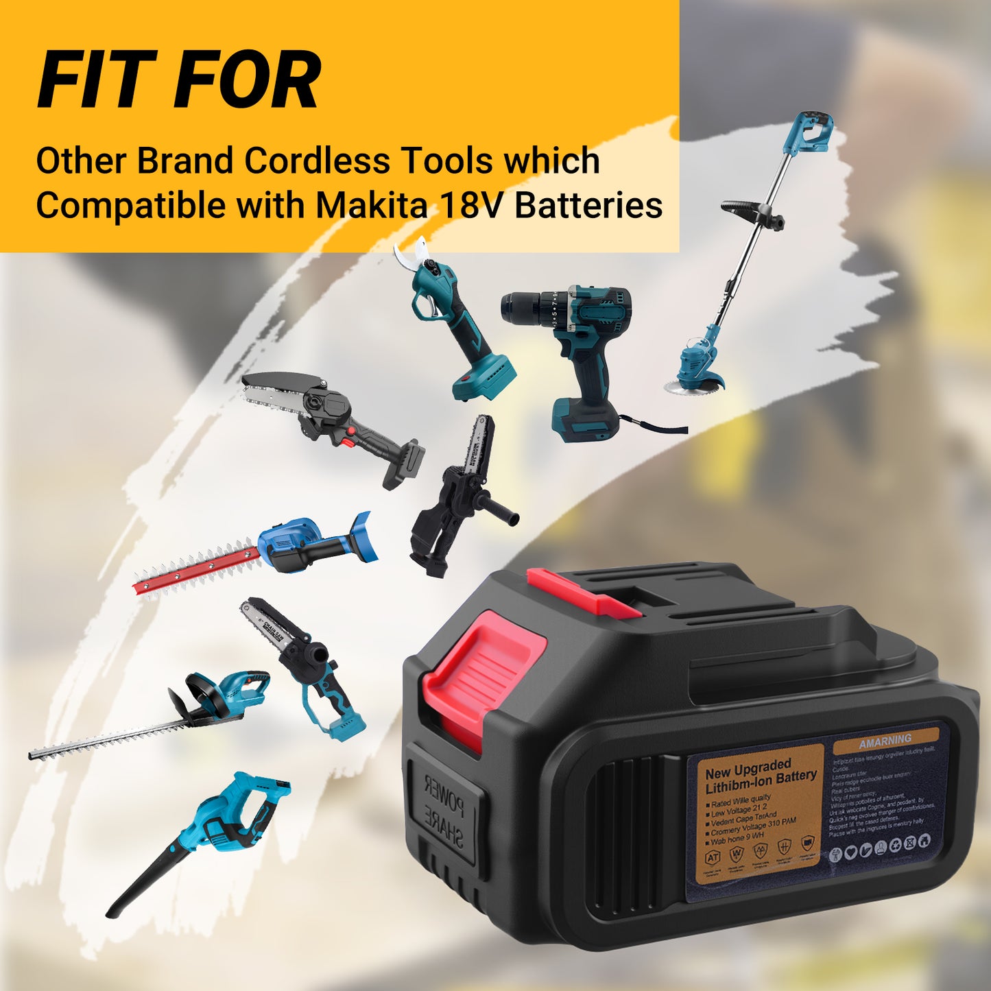 4.0 Ah 21V MAX 10C Lithium-ion Battery Replacement for Cordless Tools, Adapted to Prunarbo PR-E50 E40 E30 E8 Electric Pruning Shears Chainsaws Compatible with Makita 18V Batteries
