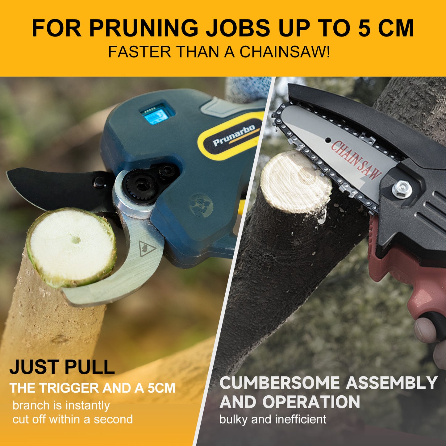 2-in-1  50MM Electric Pruning Shear with Extension Pole 8.2-ft (PR-E50-Set)
