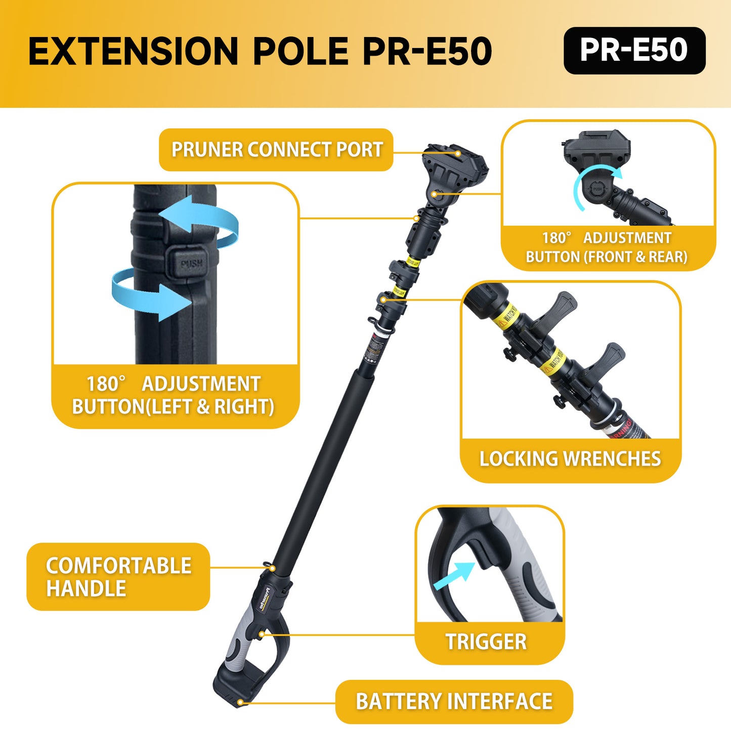 2-in-1  50MM Electric Pruning Shear with Extension Pole 8.2-ft (PR-E50-Set)