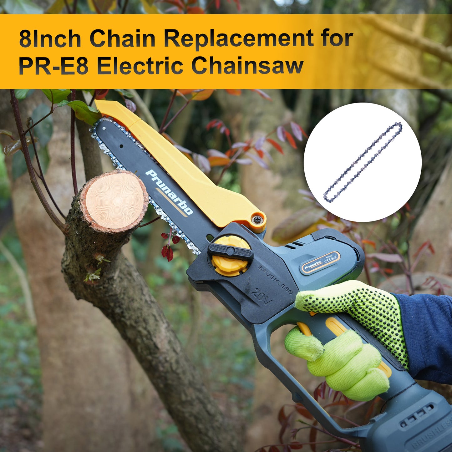 8Inch Mini Chainsaw Chain Replacement for Prunarbo PR-E8